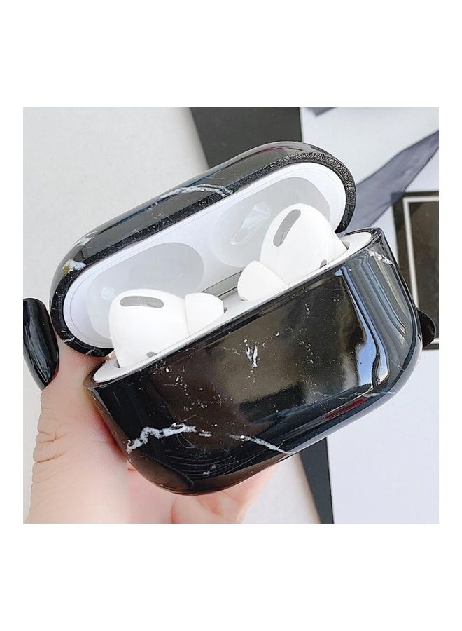 بي جي إم علبة حماية واق بتصميم رخامي لسماعة أبل آيربودز برو أسود - Image 1