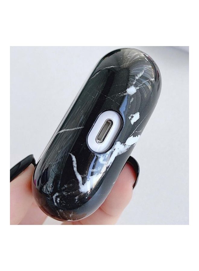 بي جي إم علبة حماية واق بتصميم رخامي لسماعة أبل آيربودز برو أسود - Image 3