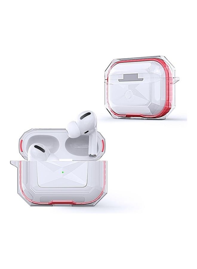 بي جي إم غطاء حماية واق للسماعات اللاسلكية مضاد للسقوط مصنوع من البولي يوريثان الحراري بلون متباين لسماعة آيربودز برو أحمر - Image 2