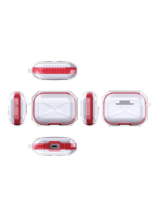 بي جي إم غطاء حماية واق للسماعات اللاسلكية مضاد للسقوط مصنوع من البولي يوريثان الحراري بلون متباين لسماعة آيربودز برو أحمر - Image 3