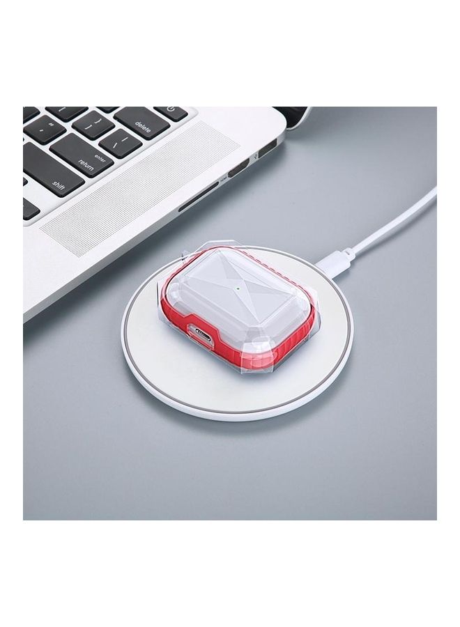 بي جي إم غطاء حماية واق للسماعات اللاسلكية مضاد للسقوط مصنوع من البولي يوريثان الحراري بلون متباين لسماعة آيربودز برو أحمر - Image 5