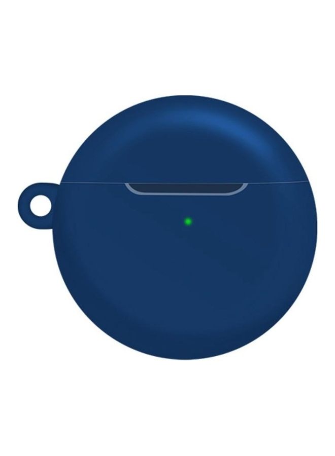 Full Coverage Waterproof Silicone Wireless Earphone Protective Case with Hook Up For Huawei FreeBuds 4 Dark Blue