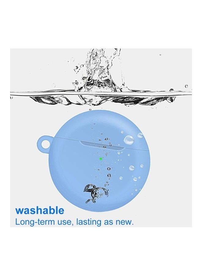 Full Coverage Waterproof Silicone Wireless Earphone Protective Case with Hook Up For Huawei FreeBuds 4 Dark Blue