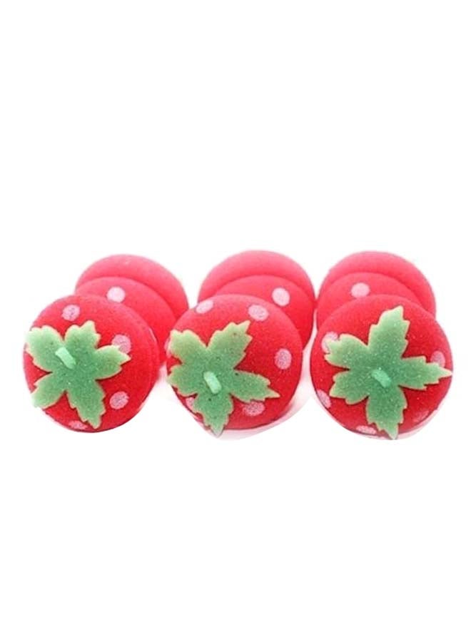 Generic - 6-Piece Sponge Hair Curler Strawberry Balls Red/Green/White - Image 1