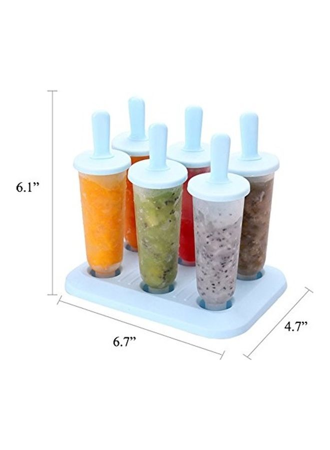 CHICHIC - 6-Piece Ice Popsicle Molds Set with Tray Blue/Clear 6.7 x 4.7 x 6.1inch - Image 1