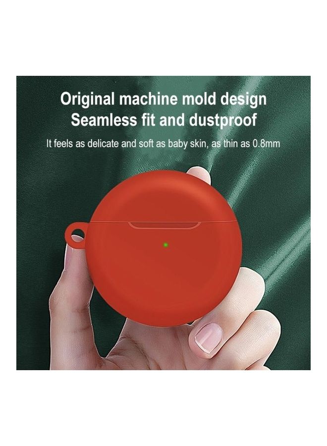 BGM Full Coverage Waterproof Silicone Wireless Earphone Protective Case with Hook Up for Huawei Freebuds 4 Red - Image 3