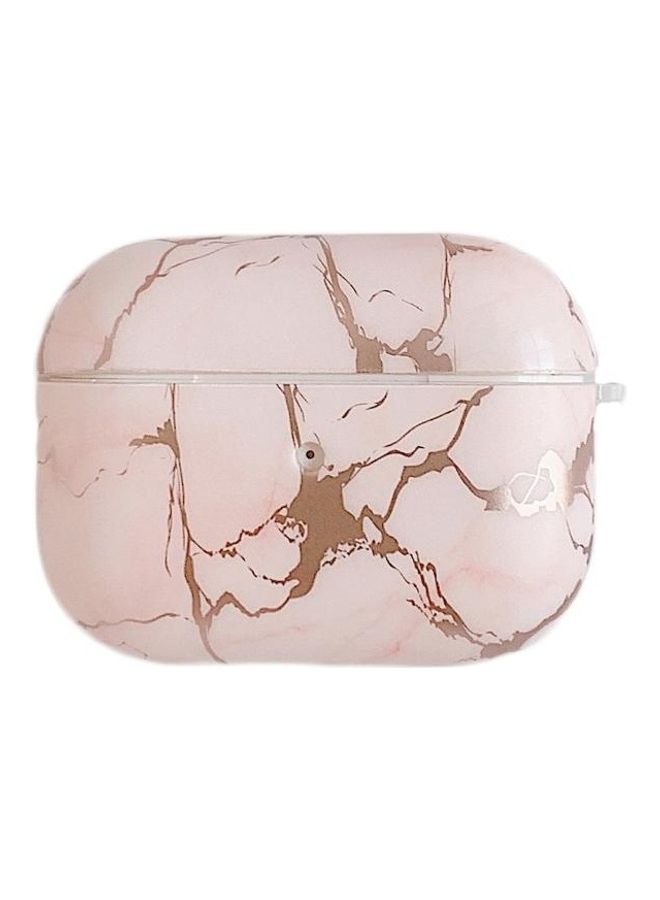 بي جي إم علبة حماية واقية مضادة للصدمات من البولي يوريثان الحراري بنمط رخامي برونزي لسماعات أبل آيربودز برو وردي - Image 1