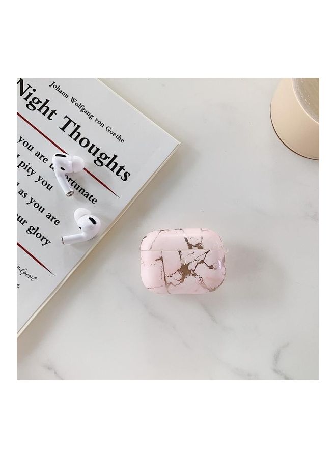 بي جي إم علبة حماية واقية مضادة للصدمات من البولي يوريثان الحراري بنمط رخامي برونزي لسماعات أبل آيربودز برو وردي - Image 2