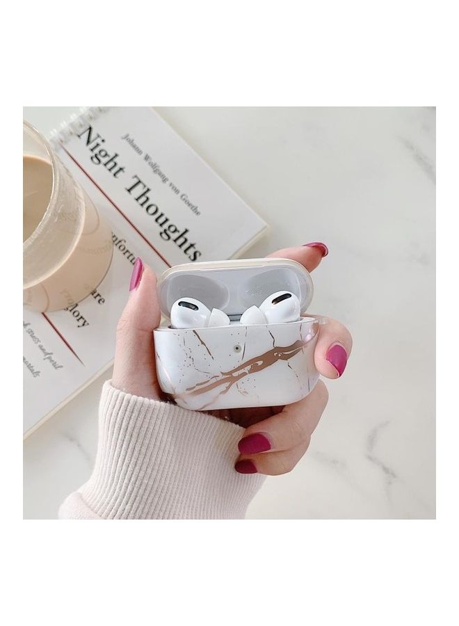 بي جي إم علبة حماية واقية مضادة للصدمات من البولي يوريثان الحراري بنمط رخامي برونزي لسماعات أبل آيربودز برو وردي - Image 5