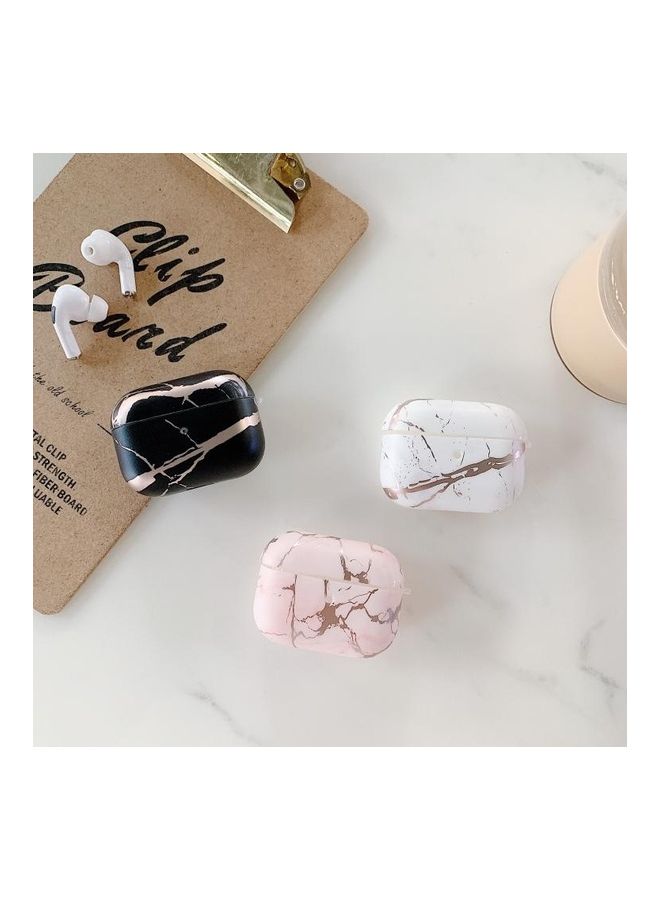 بي جي إم علبة حماية واقية مضادة للصدمات من البولي يوريثان الحراري بنمط رخامي برونزي لسماعات أبل آيربودز برو وردي - Image 3