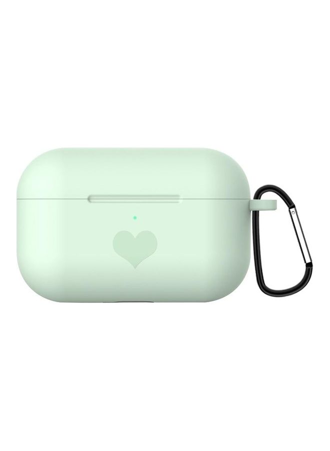 BGM Love-Heart Pattern Protective Silicone Case With Hook For Apple AirPods Pro Green - Image 1