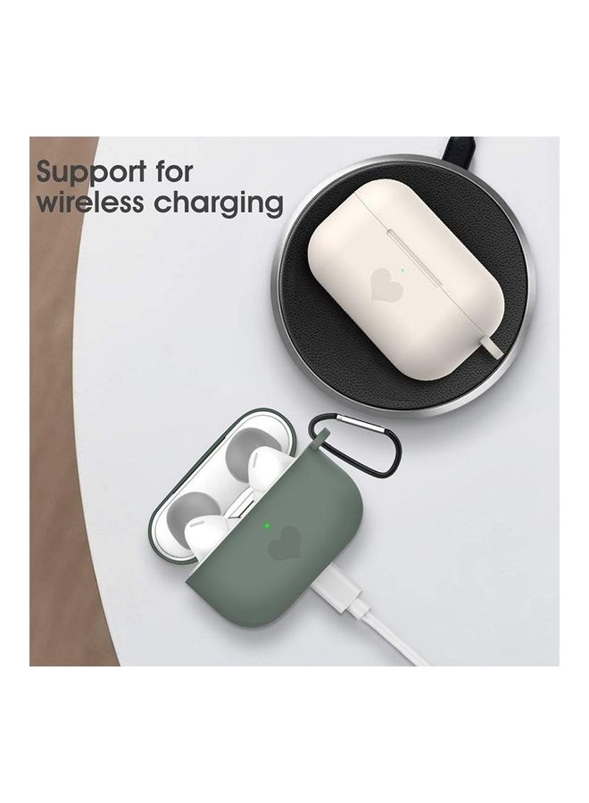 BGM Love-Heart Pattern Protective Silicone Case With Hook For Apple AirPods Pro Green - Image 4