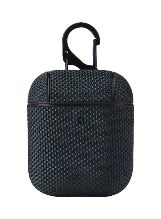 BGM Business Cloth Protective Case with Hook For AirPods 1/2 Dark Green/Black - Image 1