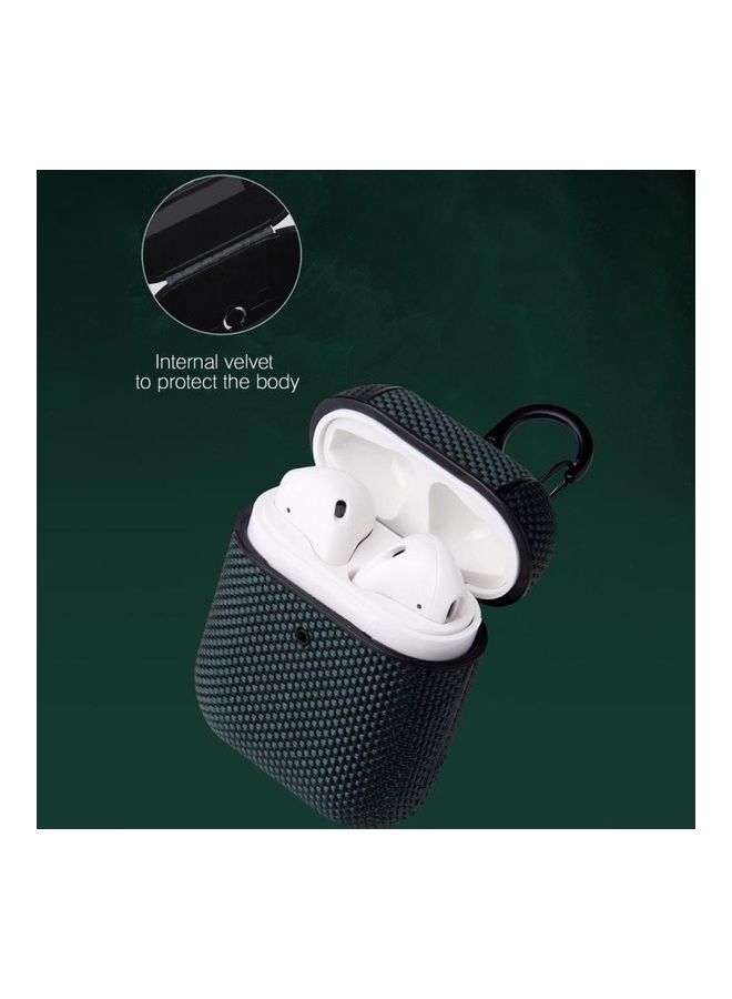 BGM Business Cloth Protective Case with Hook For AirPods 1/2 Dark Green/Black - Image 4