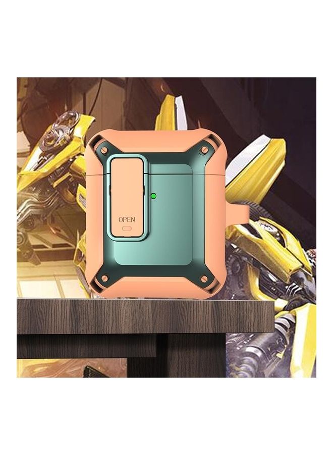 BGM Shockproof Bumblebee Silicone Protective Case with Switch For AirPods 1/2 Orange/Green  - Image 1
