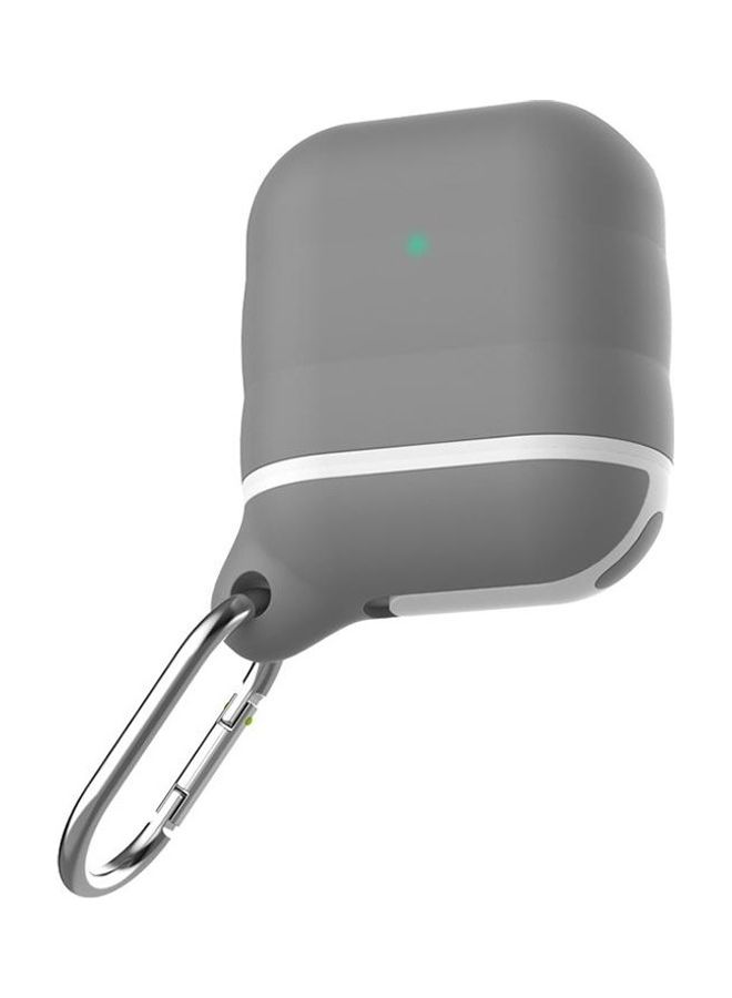 بي جي إم غطاء حماية واقي من السيليكون مزود بخطاف لسماعات أبل آيربودز 1/2 رمادي/ أبيض - Image 1