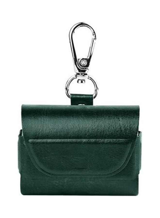 BGM Vissko Leather Protective Case with Hook For AirPods Pro Dark Green/Silver - Image 1