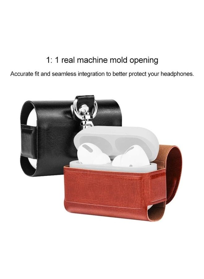 BGM Vissko Leather Protective Case with Hook For AirPods Pro Dark Green/Silver - Image 2