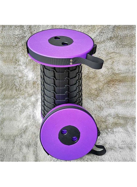 Portable Telescopic Folding Stool Black/Purple 30x10x5cm