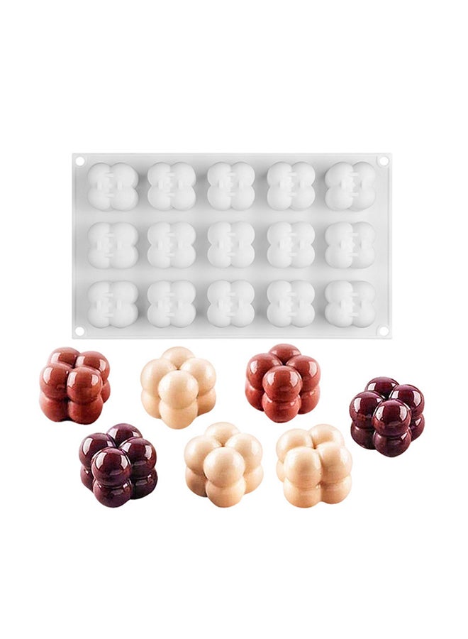 SAPU 3D Magic Cube Silicone Cake Mousse Mould White 29.5x17cm  - Image 1