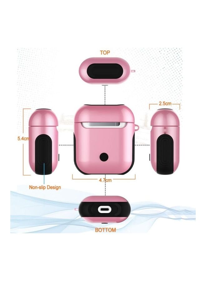 BGM - Varnished PC Bluetooth Earphones Case Anti-lost for Apple AirPods 1/2 Pink - Image 1