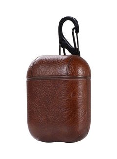 PU Leather Wireless Bluetooth Earphone Protective Case with Metal Buckle for Apple AirPods 1/2 Dark Brown