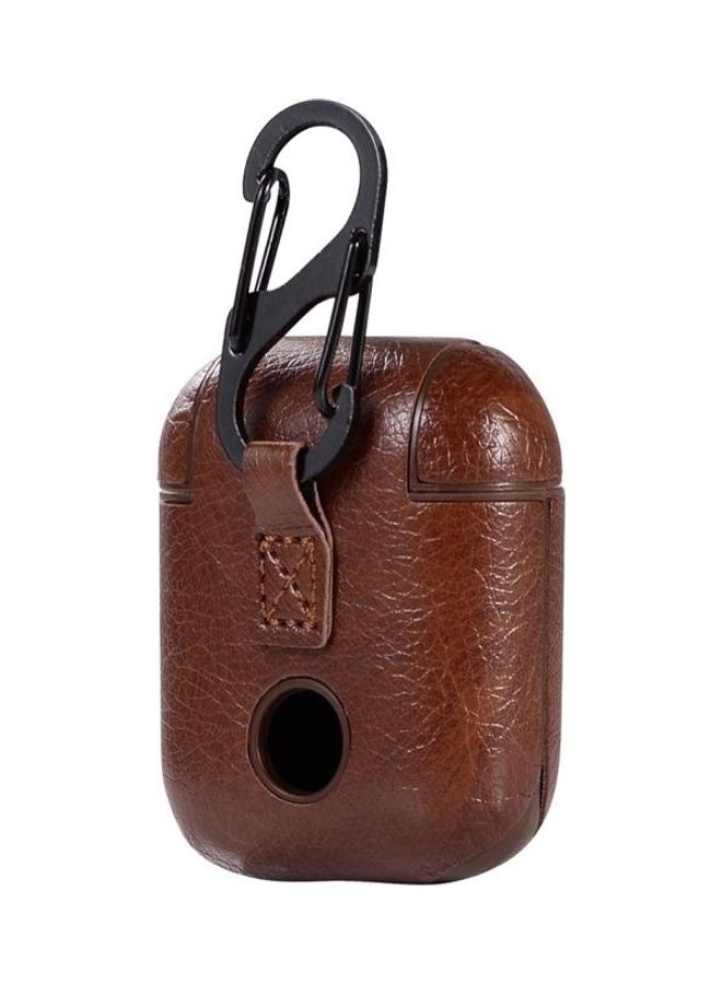 BGM - PU Leather Wireless Bluetooth Earphone Protective Case with Metal Buckle for Apple AirPods 1/2 Dark Brown - Image 1