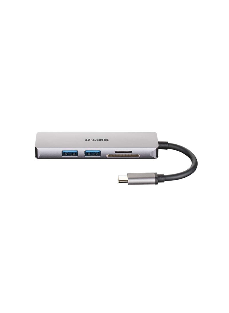 دي لينك موزع منافذ USB-C‏ بتصميم 5 في 1 مع منفذ HDMI وقارئ بطاقات مايكرو SD طراز DUB-M530 رمادي  - Image 2