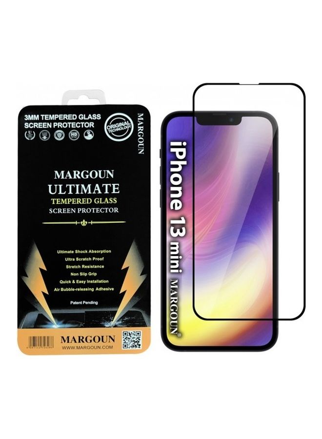 مارجون لاصقة حماية للشاشة ألتيميت من الزجاج المقوى بتصنيف 3D لهاتف أبل آيفون 13 ميني شفاف/ أسود - Image 1