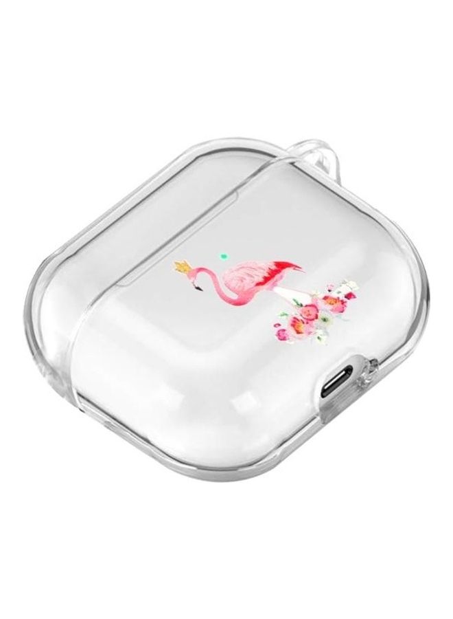 BGM Cartoon Pattern Transparent TPU Earphone Case with Keychain for Apple AirPods 1/2 Flamingo - Image 2