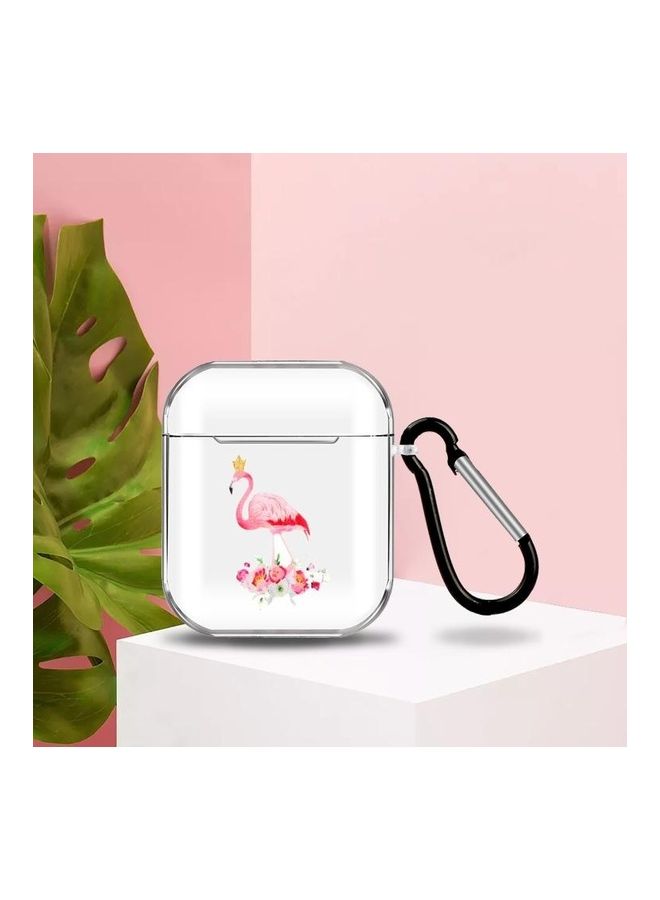 BGM Cartoon Pattern Transparent TPU Earphone Case with Keychain for Apple AirPods 1/2 Flamingo - Image 4
