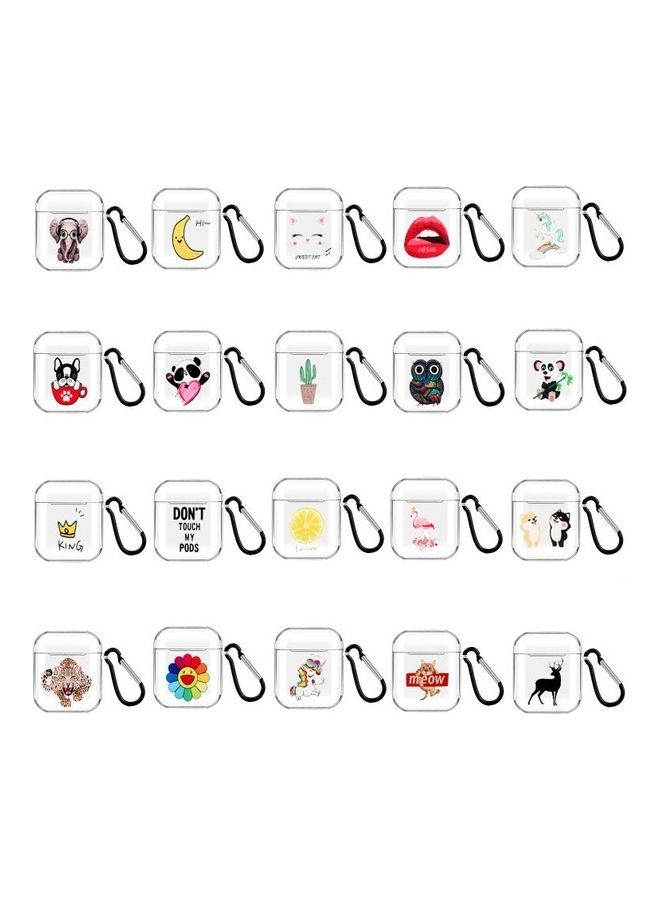 BGM Cartoon Pattern Transparent TPU Earphone Case with Keychain for Apple AirPods 1/2 Flamingo - Image 5