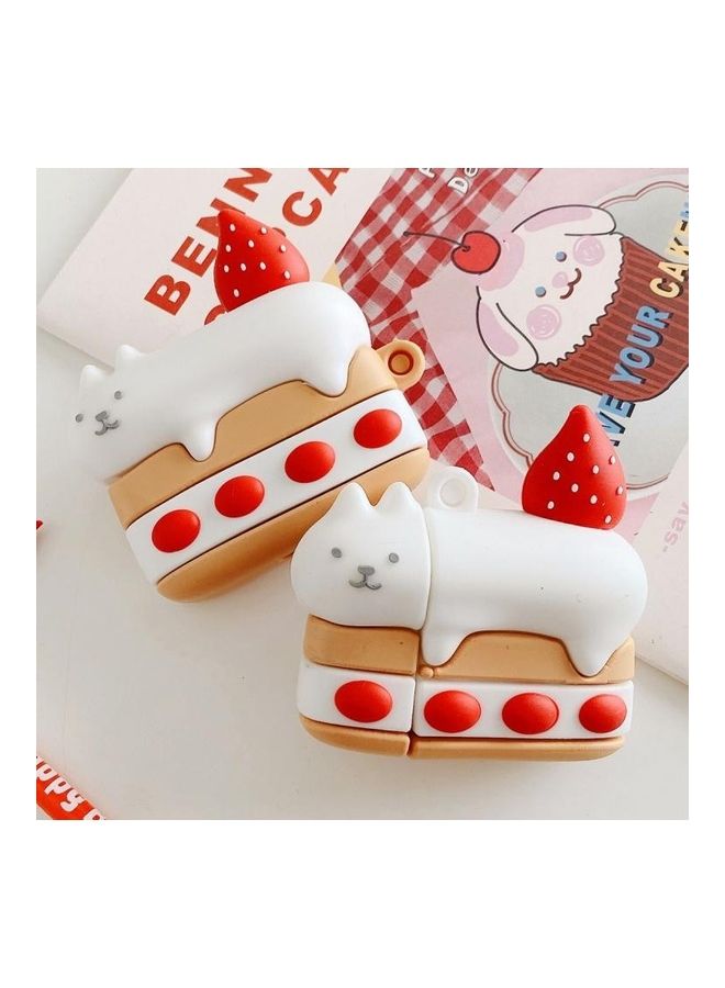 BGM Strawberry Kitten Cake Shape Earphone Protective Case For Apple AirPods 1/2 White/Red/Brown - Image 4
