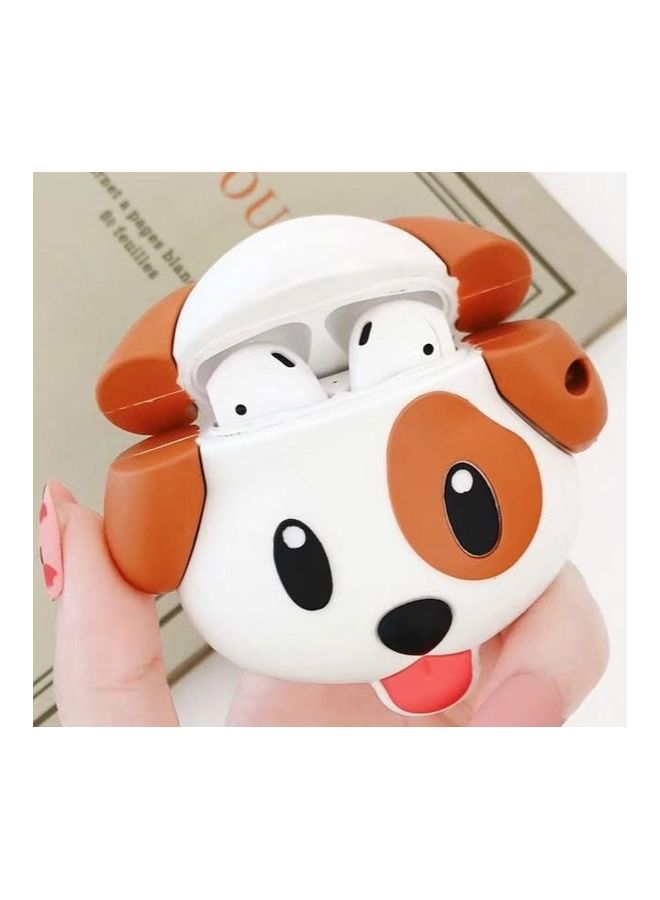 BGM - Expression Dog Bluetooth Headphone Protective Case For Apple AirPods 1/2 White/Brown - Image 1