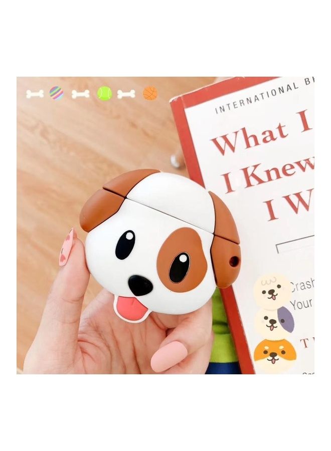 BGM - Expression Dog Bluetooth Headphone Protective Case For Apple AirPods 1/2 White/Brown - Image 1