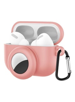 2-In-1 Anti-Shock Protective Case With Hook And Carabiner For Apple AirPods Pro And AirTags Pink