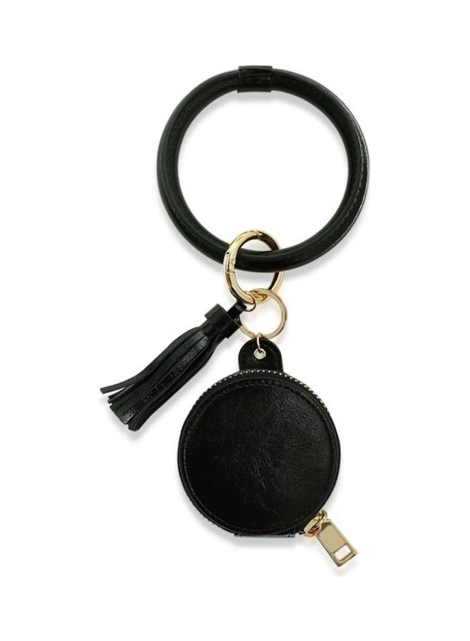 BGM 2-Piece PU Leather Wrist Keychain Bluetooth Earphone Cosmetic Bag With Mirror - Image 1