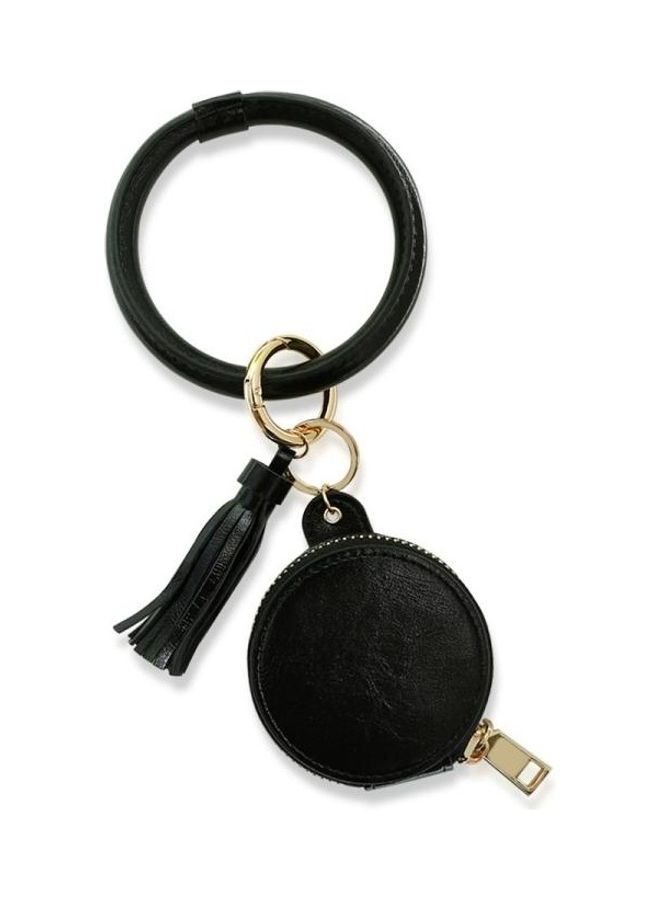 BGM 2-Piece PU Leather Wrist Keychain Bluetooth Earphone Cosmetic Bag With Mirror - Image 2