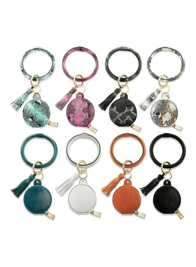 BGM 2-Piece PU Leather Wrist Keychain Bluetooth Earphone Cosmetic Bag With Mirror - Image 4