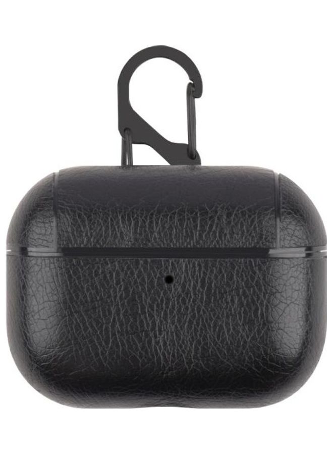 BGM Wireless Earphone Protective Leather Case With Hook For Apple AirPods Pro Black  - Image 1