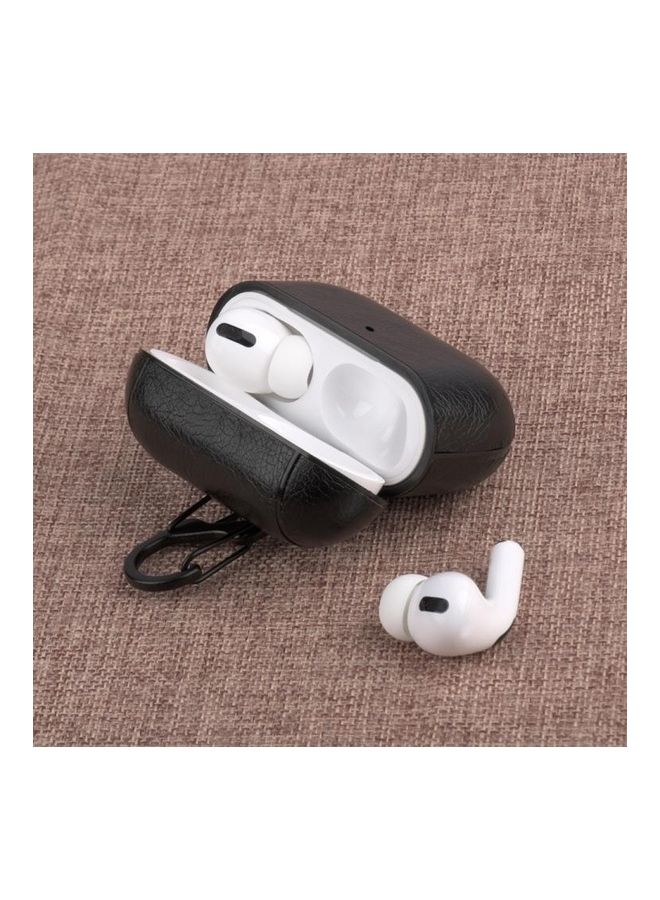 BGM Wireless Earphone Protective Leather Case With Hook For Apple AirPods Pro Black  - Image 4