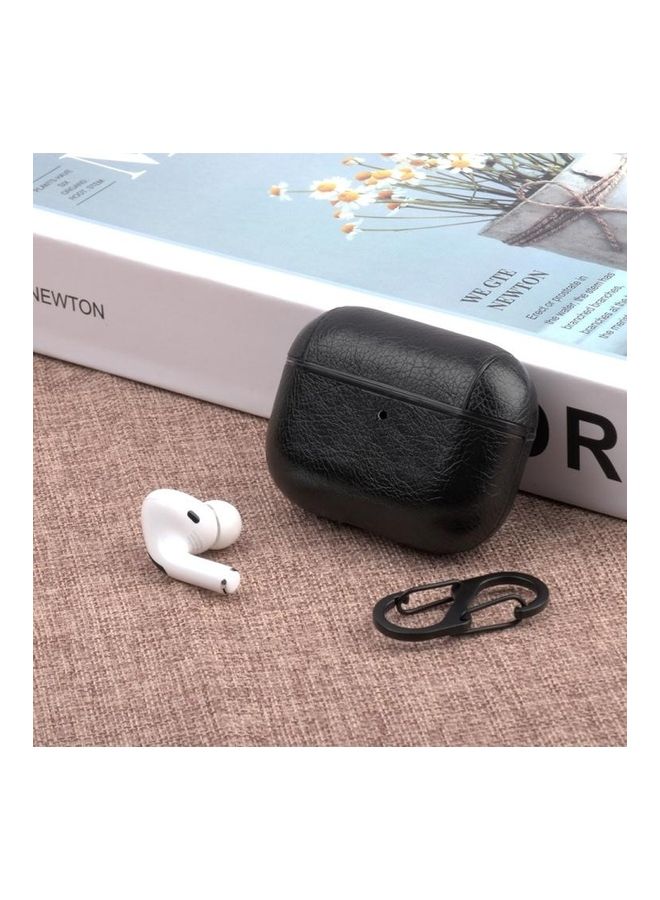 BGM Wireless Earphone Protective Leather Case With Hook For Apple AirPods Pro Black  - Image 5