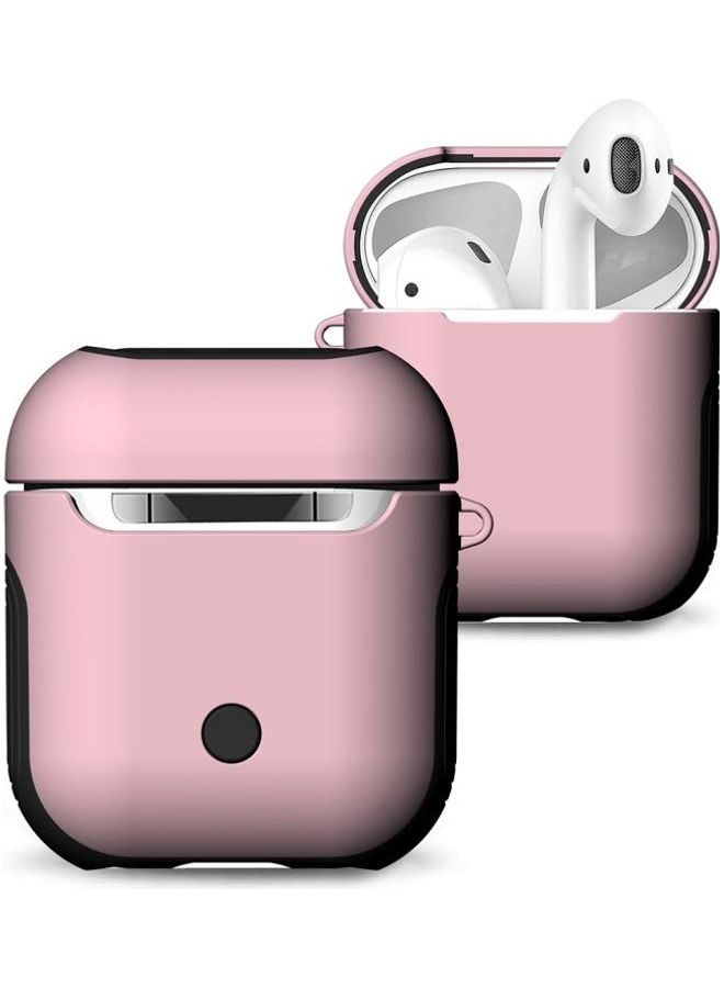 BGM - Frosted Rubber Paint Bluetooth Earphones Case Anti-lost for Apple AirPods 1/2 Pink - Image 1