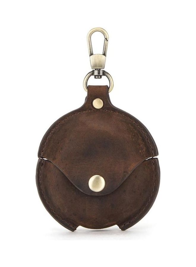 بي جي إم غطاء حماية واق من الجلد بنمط كريزي هورس مع خطاف لسماعة هواوي فري بادز 3 بلون القهوة - Image 1