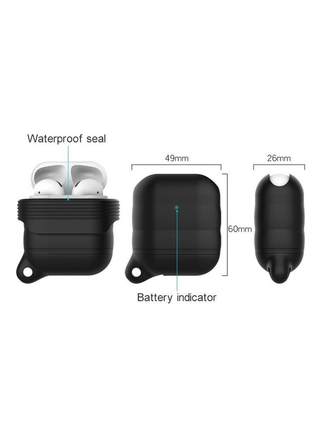 BGM Wireless Earphone Waterproof Silicone Protective Case With Hook For Apple AirPods 1/2 Black - Image 2