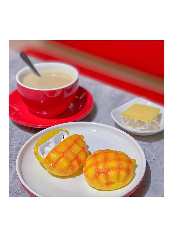 بي جي إم غطاء حماية واق من السيليكون على شكل كعكة أناناس لسماعات أبل آيربودز 1/ 2 أصفر/برتقالي - Image 5