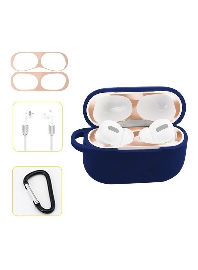 بي جي إم علبة حماية واقية من السيليكون لسماعة الأذن اللاسلكية مع مشبك وحبل مضاد للسقوط لسماعات آيربودز برو أزرق - Image 1