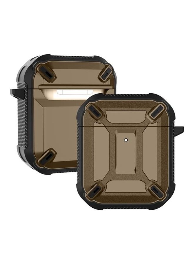 BGM Wireless Earphones Shockproof King Kong Armor Silicone Protective Case For AirPods 1/2 Brown 