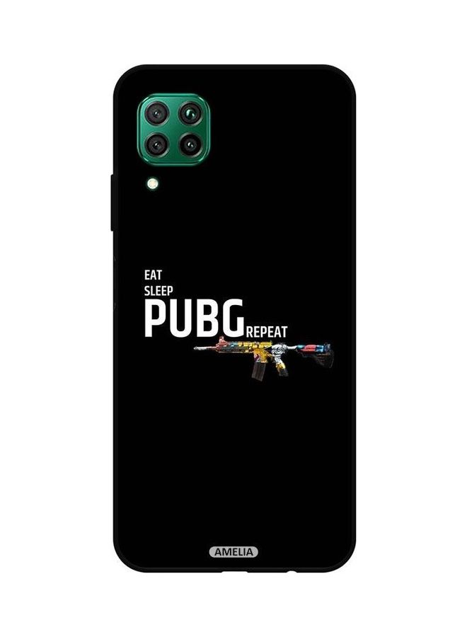 إميليا غطاء حماية واقي لهاتف هواوي P40 لايت 4G، مزين بطبعة عبارة "Eat Sleep PUBG Repeat". متعدد الألوان  - Image 1