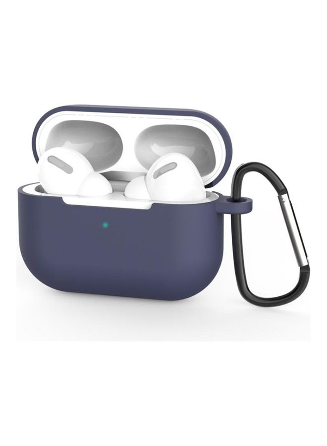 BGM Silicone Wireless Earphone Protective Case Cover with Lanyard Hole and Carabiner for AirPods Pro Blue - Image 1